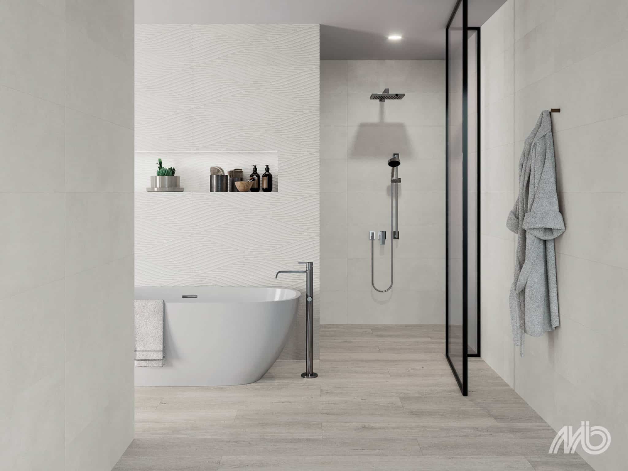 Houtlook tegels in de badkamer